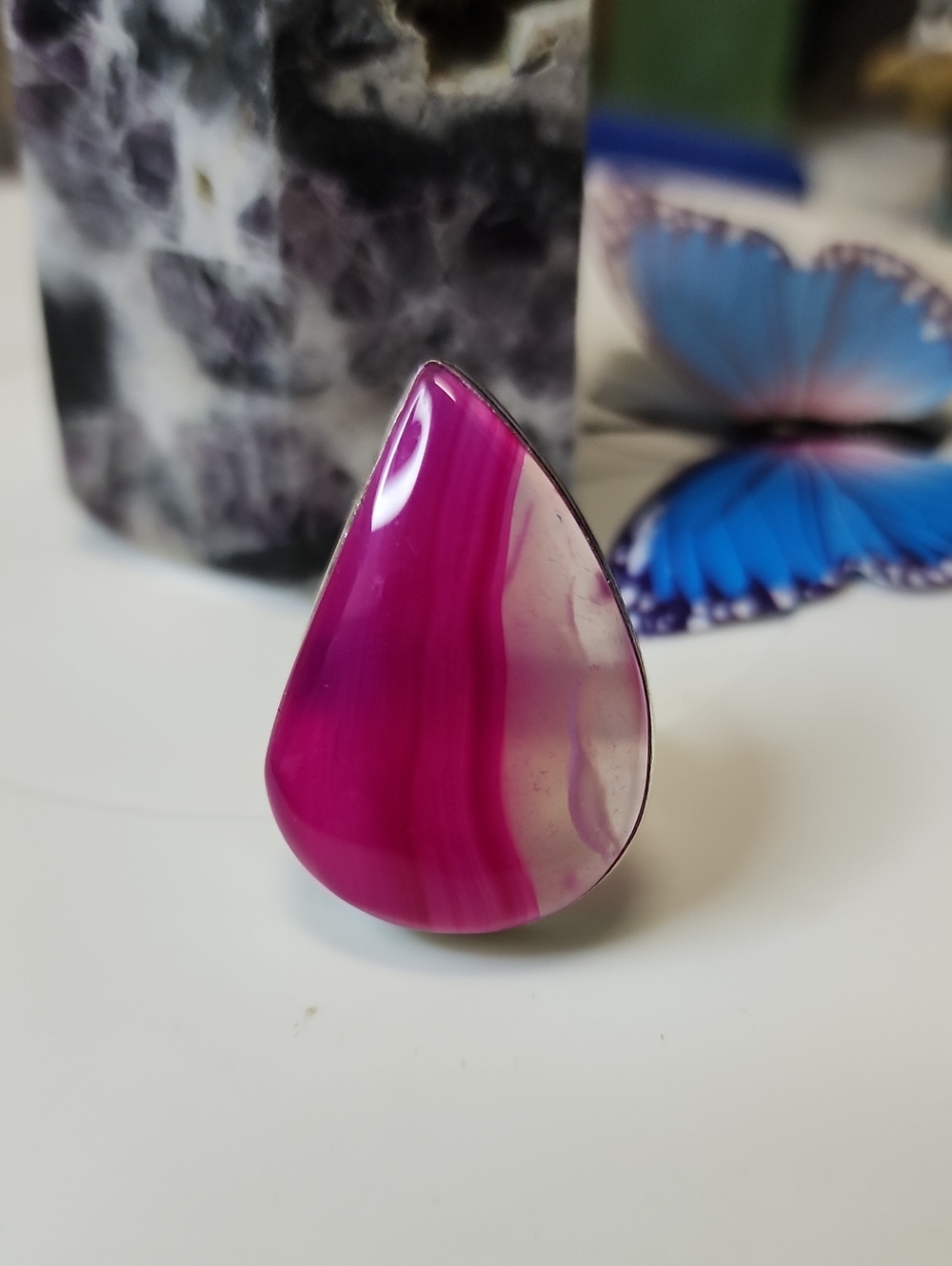 Pink Teardrop Stone Ring - Unbranded